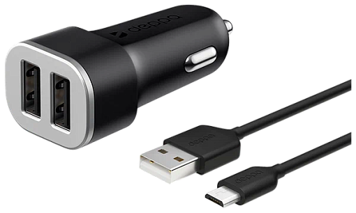 Сетевое зарядное устройство Deppa 11283, 2 USB 2.4А + кабель micro USB